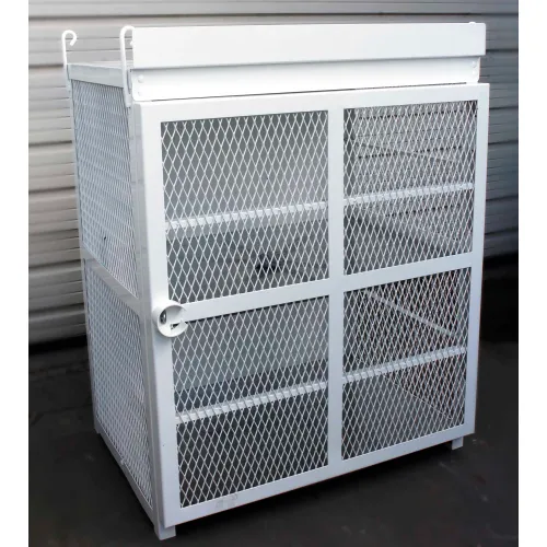 12 Capacity 20 Lbs Cylinders Heavy Duty Steel Gas Cylinder Cage 44"Wx30"Dx53"H White, Manual Close
