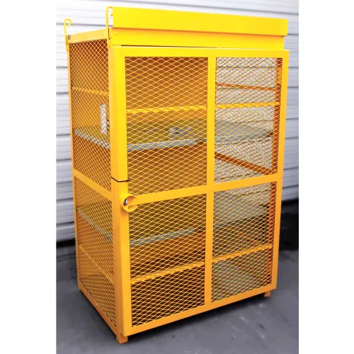 18 Capacity 20 Lbs Cylinders Heavy Duty Steel Gas Cylinder Cage 44"Wx30"Dx70"H White, Manual Close