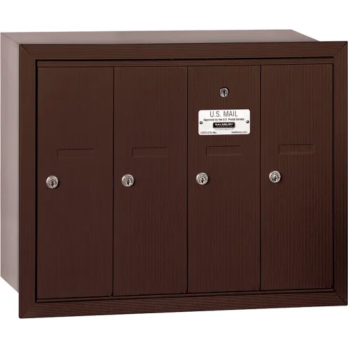 3500 Series 4B+ Vertical Mailbox, 4 Doors, Recessed Mounted, Bronze, USPS Access