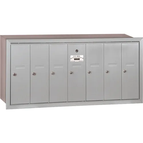 3500 Series 4B+ Vertical Mailbox, 7 Doors, Recessed Mounted, Aluminum, USPS Access