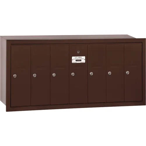 3500 Series 4B+ Vertical Mailbox, 7 Doors, Recessed Mounted, Bronze, USPS Access