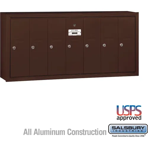 3500 Series 4B+ Vertical Mailbox, 7 Doors, Surface Mounted, Bronze, USPS Access