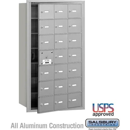 4B+ Horizontal Mailbox, 21 A Doors (20 usable), Front Loading, Aluminum, USPS Access