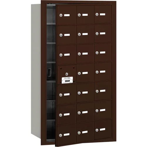 4B+ Horizontal Mailbox, 21 A Doors (20 usable), Front Loading, Bronze, USPS Access