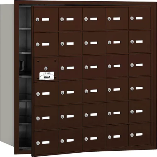 4B+ Horizontal Mailbox, 30 A Doors (29 usable), Front Loading, Bronze, USPS Access