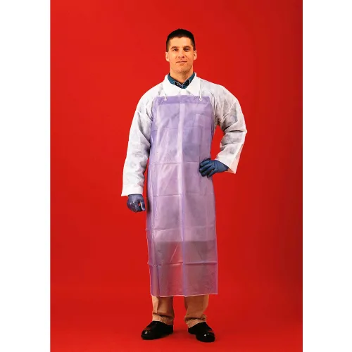 8 Mil PVC Apron W/ Sewn Edge, Blue, 35" x 50", 12/Bag