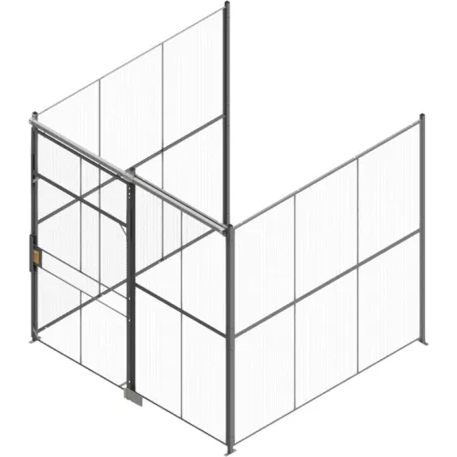 840 Style, Woven Wire, 3 Sided Cage w/5' Sliding Door, No Ceiling 10' 6" x 10' 4" x 10' 5-1/4"H