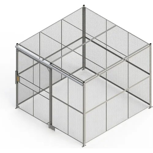 840 Style, Woven Wire, 4 Sided Cage w/5' Sliding Door & Ceiling, 10' 4" x 10' 4" x 10' 5-1/4"H