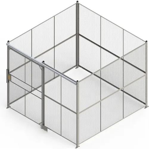 840 Style, Woven Wire, 4 Sided Cage w/5' Sliding Door, No Ceiling 10' 4" x 10' 4" x 10' 5-1/4"H