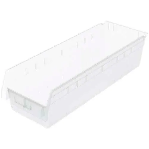 Akro-Mils ShelfMax® Plastic Nesting Storage Shelf Bin 30084 - 8-3/8"W x 23-5/8"L x 6"H Clear - Pkg Qty 6