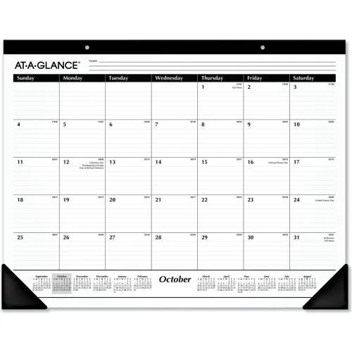 AT-A-GLANCE® Academic Year Ruled Desk Pad, Black Binding & Corners, 16-Month: Sept 2025 to Dec 2026