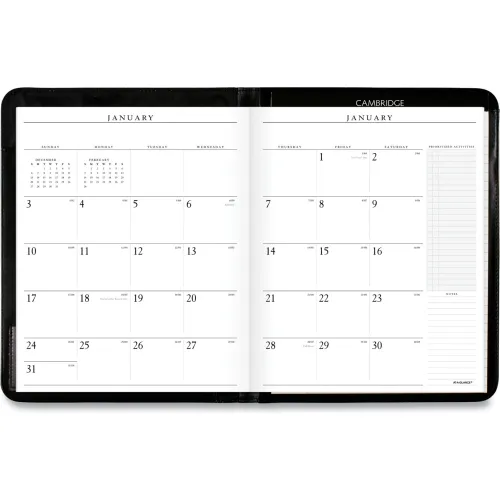 AT-A-GLANCE® Executive Monthly Padfolio, 11 x 9, Black Cover, 13-Month: Jan 2026 to Jan 2027