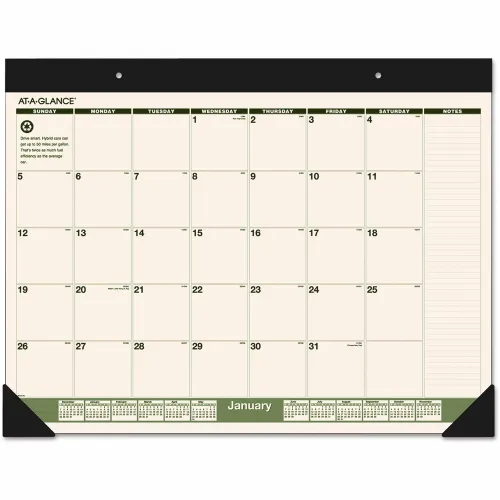 AT-A-GLANCE® Recycled Monthly Desk Pad, 22 x 17, Black Binding & Corners, 12-Month(Jan to Dec): 2026