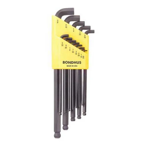 Bondhus 16537 | 13pc 0.050 - 3/8" L-Key Short Arm Ball End Hex Key Set