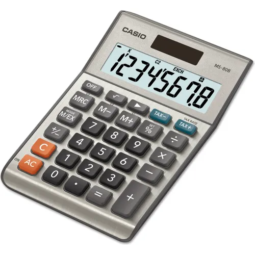 Casio® MS-80B Tax and Currency Calculator, 8-Digit LCD