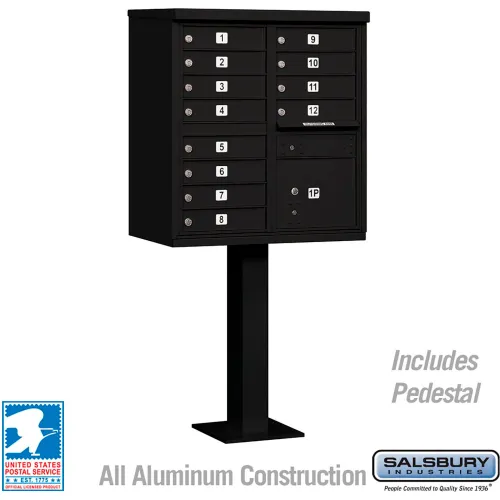 Cluster Box Unit, 12 A Size Doors, Type II, Black, USPS Access