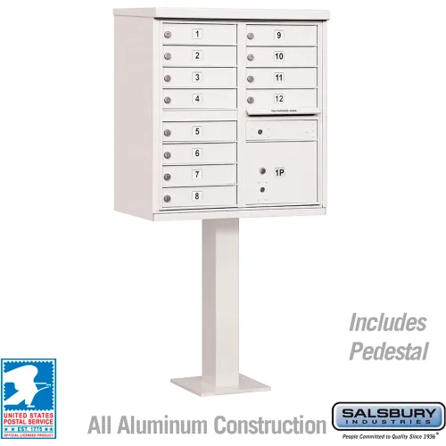 Cluster Box Unit, 12 A Size Doors, Type II, White, USPS Access