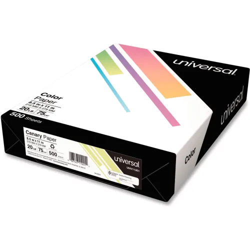 Colored Paper - Universal UNV11201 - Canary - 8-1/2 x 11 - 20 lb. - 500 Sheets/Ream