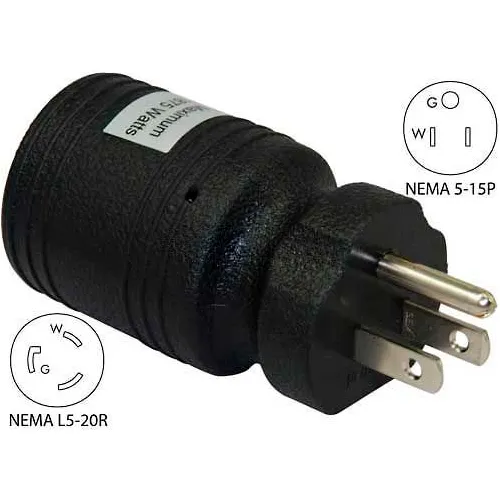 Conntek 30221-BK, 15 to 20-Amp Locking Adapter with NEMA 5-15P to L5-20R, Black