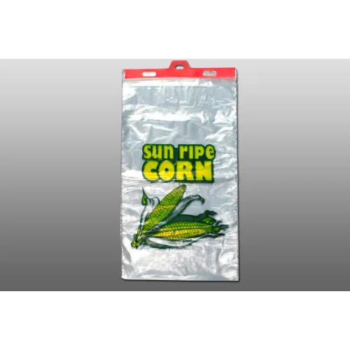 Corn Bags On Plastic Header, 13"W x 22"L, 1.2 Mil, Clear, 500/Pack