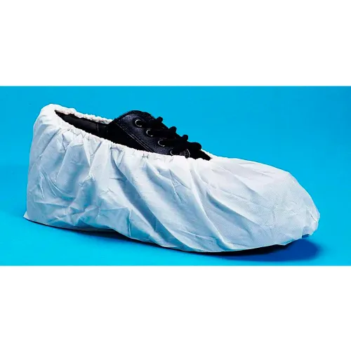 Cross Linked Polyethylene Shoe Covers, Water Resistant, White, XL, 100/Bag