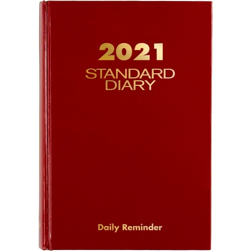 Daily Reminder Business Diary, Jan-Dec, 1PPD, 5-3/4"x8-1/4", Red