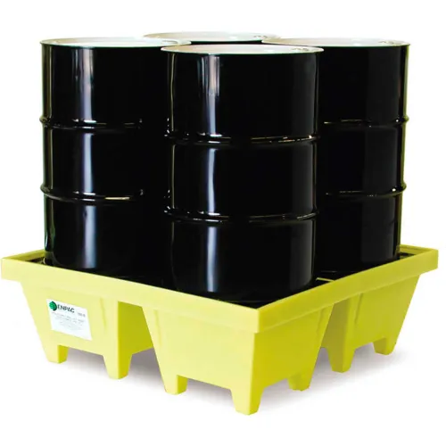 ENPAC® 5001-YE-D 4-Drum Poly-Spillpallet™ with Drain - 6000 Lb. Cap.