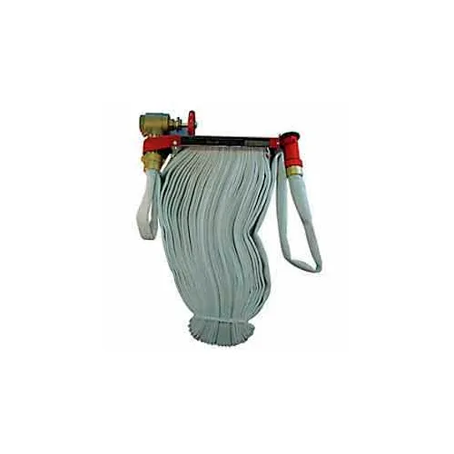 Fire Hose Pin Rack Unit - 1-1/2 In. X 100 Ft Hose - Brass Nozzle - Steel - Red