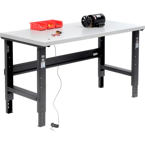 Global Industrial™ Adjustable Height C-Channel Leg Workbench, ESD Square Edge, Black, 60" x 30"
