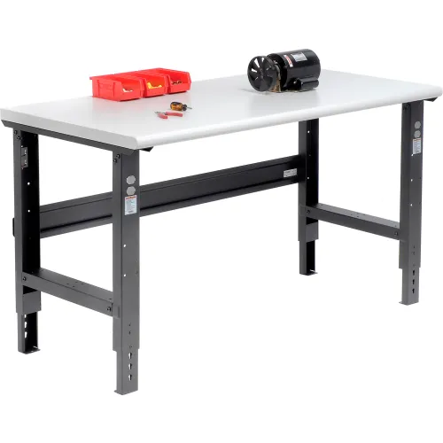 Global Industrial™ Adjustable Height Workbench, 60 x 30", Laminate Safety Edge, Black