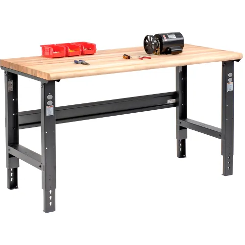 Global Industrial™ Adjustable Height Workbench, 60 x 30", Maple Safety Edge, Black