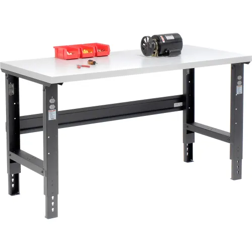 Global Industrial™ Adjustable Height Workbench, 60 x 36", Laminate Square Edge, Black