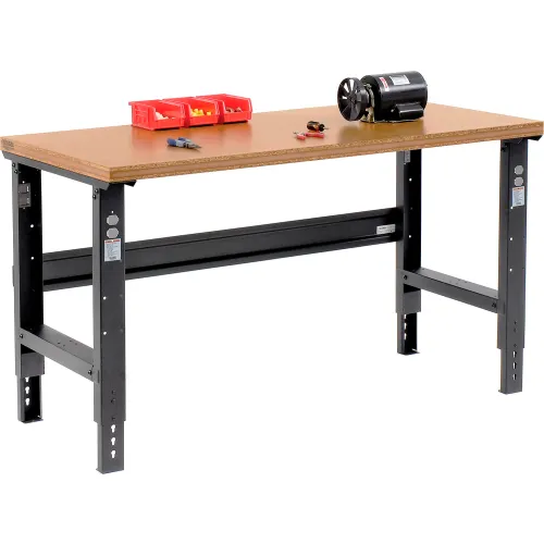 Global Industrial™ Adjustable Height Workbench, 60 x 36", Shop Top Square Edge, Black