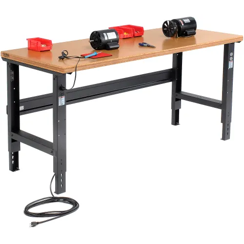 Global Industrial™ Adjustable Height Workbench, 72 x 30", Shop Top Safety Edge, Black