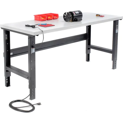 Global Industrial™ Adjustable Height Workbench, 72 x 36", Laminate Square Edge, Black