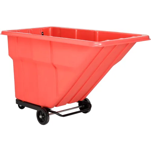 Global Industrial™ Standard Duty Plastic Tilt Truck, 1 Cu. Yd. Cap,1000 Lbs. Cap, Red