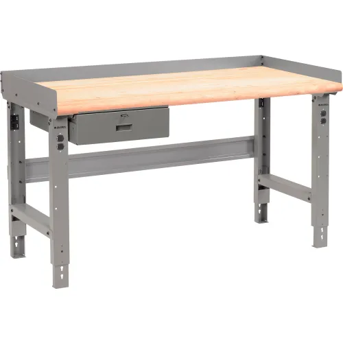 Global Industrial™ Workbench w/ Maple Safety Edge Top & Drawer, 60"W x 30"D, Gray