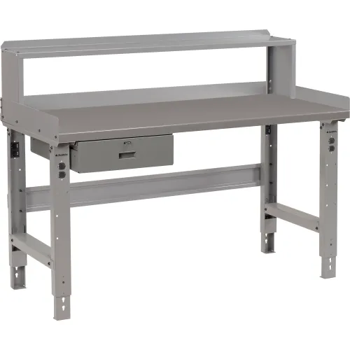 Global Industrial™ Workbench w/ Steel Square Edge Top & Riser, 60"W x 30"D, Gray