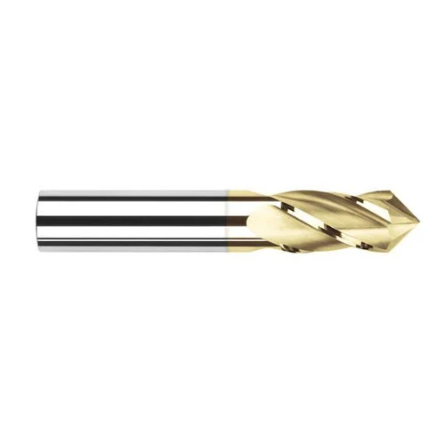 Harvey Tool 15305-C1 | 5/64" Diameter x 1/8" Shank x 1/4" LOC 90 Degree Point Angle 4FL TiN Coated Solid Carbide Drill Mill