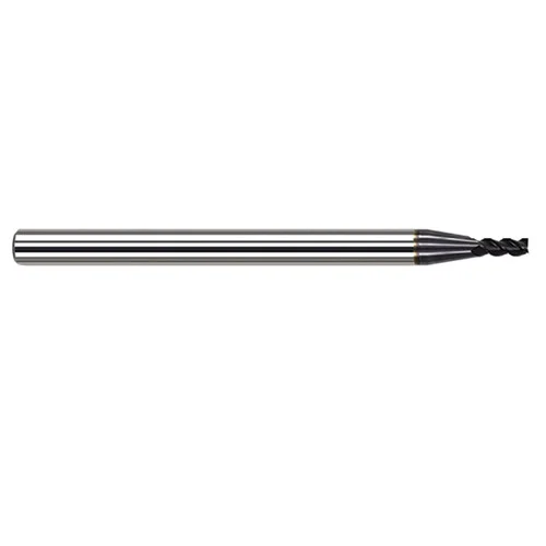 Harvey Tool 52693-C3 | 3/32" Diameter x 1/8" Shank x 9/64" LOC x 1-1/2" OAL 0.0100" Radius 3FL AlTiN Coated Carbide Corner Radius & Corner Chamfer End Mill for Medium Alloy Steels
