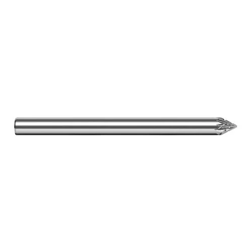 Harvey Tool 58130 | 30 Degree Angle per Side 0.0990" LOC x 0.1250" Shank Uncoated Solid Carbide Deburring Chamfer Mill