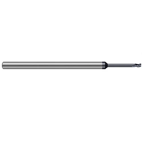 Harvey Tool 62435-C3 | 0.0350" Diameter x 1/8" Shank x 0.0530" LOC x 2-1/2" OAL 0.0050" Radius 3FL AlTiN Coated Carbide Corner Radius & Corner Chamfer End Mill for Medium Alloy Steels