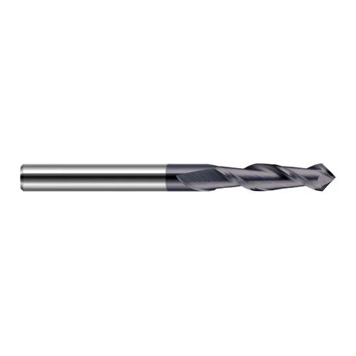 Harvey Tool 872524-C6 | 3/8" Diameter x 3/8" Shank x 7/8" LOC 60 Degree Point Angle 2FL AlTiN Nano Coated Solid Carbide Drill Mill