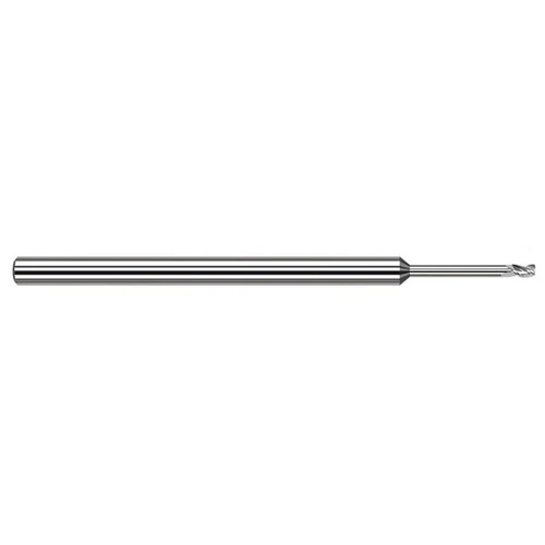 Harvey Tool 907622-C8 | 1.000mm Diameter x 4.000mm Shank x 1.500mm LOC x 50.000mm OAL 0.080mm Radius 3FL TiB2 Coated Carbide Corner Radius & Corner Chamfer End Mill for Aluminum Alloys