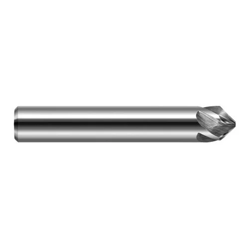 Harvey Tool 908408 | 45 Degree Angle per Side 0.0420" LOC x 0.1250" Shank Uncoated Solid Carbide Deburring Chamfer Mill
