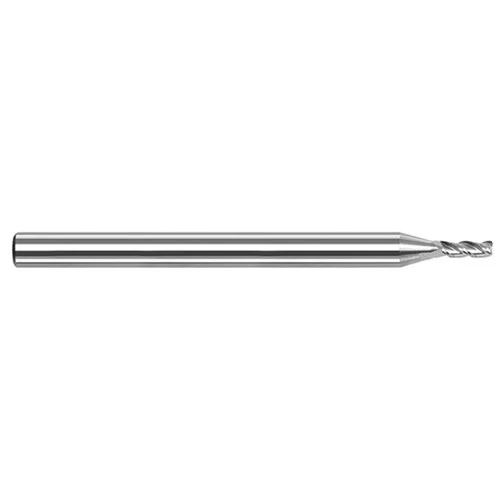 Harvey Tool 973504-C8 | 0.200mm Diameter x 4.000mm Shank x 0.600mm LOC x 50.000mm OAL 0.030mm Radius 3FL TiB2 Coated Carbide Corner Radius & Corner Chamfer End Mill for Aluminum Alloys