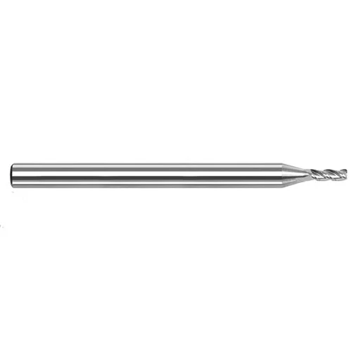 Harvey Tool 986204 | 0.200mm Diameter x 4.000mm Shank x 0.300mm LOC x 50.000mm OAL 0.030mm Radius 3FL Uncoated Carbide Corner Radius & Corner Chamfer End Mill for Aluminum Alloys