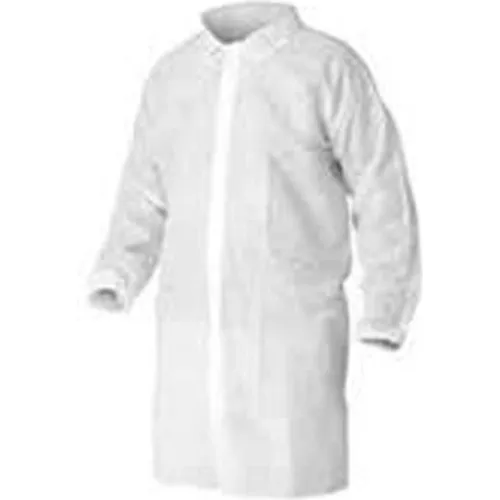 HD Polypropylene Lab Coat, No Pockets, Elastic Wrists, Snap Front, Single Collar, White, 3XL, 30/CS