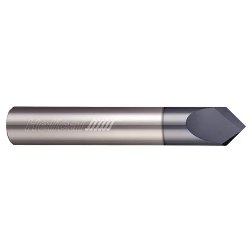 Helical Solutions 06018 | HCM90-20125 1/8" Cutter Head Diameter x 1/8" Shank x 2" OAL x 90 Degree Included Angle 2 Flute Aplus Coated Solid Carbide Chamfer Mill