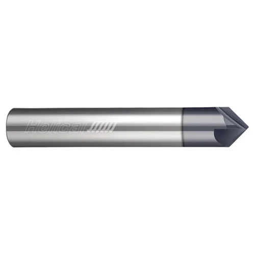Helical Solutions 06153 | HCM90-40375 3/8" Cutter Head Diameter x 3/8" Shank x 2-1/2" OAL x 90 Degree Included Angle 4 Flute Aplus Coated Solid Carbide Chamfer Mill